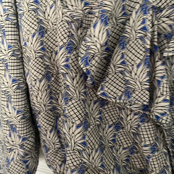 Maeve Anthropology Blue Pineapple Ruffled Flutter Sleeve Blouse - Picture 6 of 8